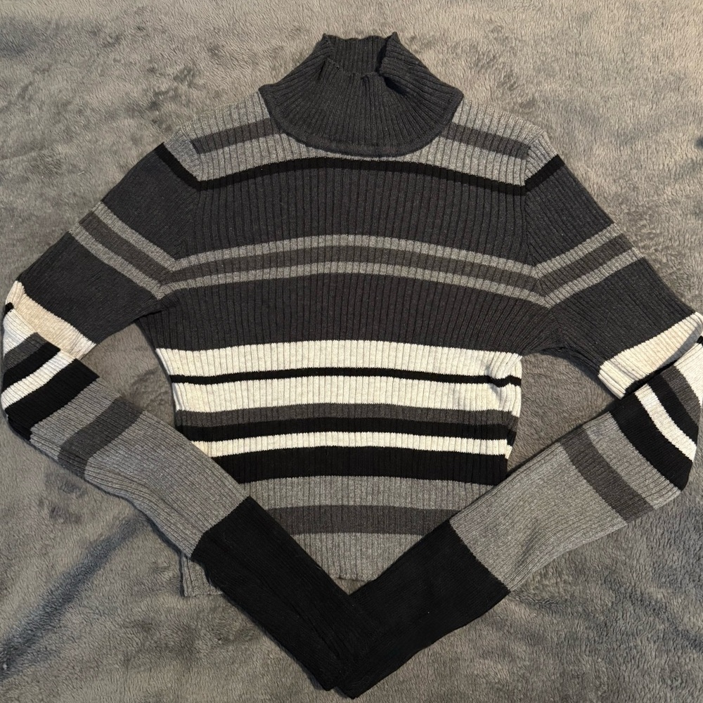 Brandy Melville Cropped Striped Mockneck